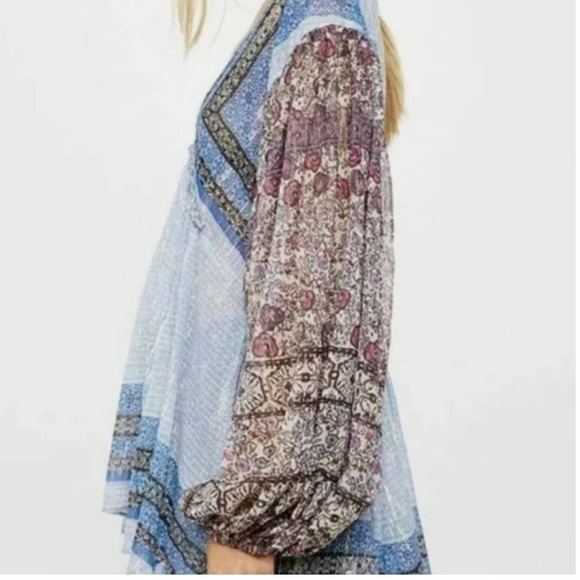 Free People Blue Aliyah Printed Oversized Tunic XS - Picture 2 of 4